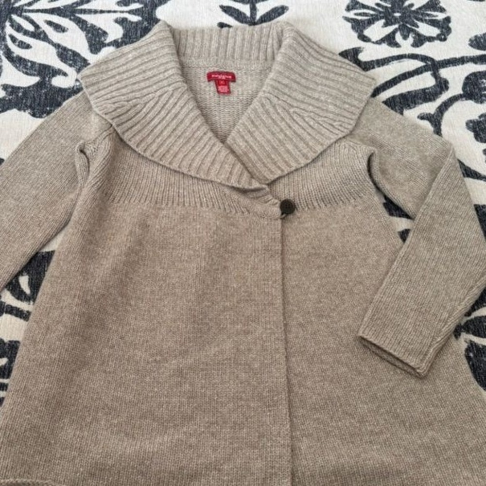 Sundance Lambswool Blend Shawl Collar Single Button Cardigan Beige SMALL‎ (1358)